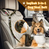 Picture of Removable Dog Seat Belts Harness for Car, 3 in 1 Pet Dog Car Seatbelt Leash, laqibak Restraint Secures to Headrest and Reflective Effect Adjustable Bungee Dog Seatbelt Tether, 2PCS and Poop Bag Holder