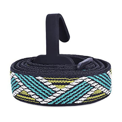 Picture of CLOUDMUSIC Colorful Hawaiian Jacquard Woven J Hook Clip On Ukulele Strap Ukulele Belt For Soprano Concert Tenor Ukulele(Zigzag Blue)