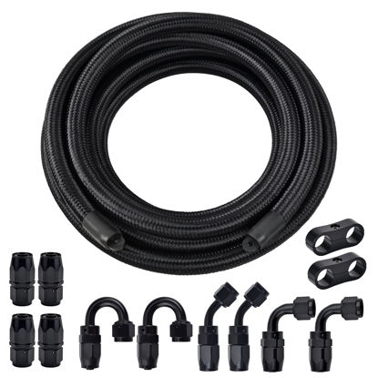 Picture of EVIL ENERGY 10AN Fuel Line Kit, 10AN Nylon Braided Fuel Line Hose Fitting Kit CPE 20FT Black