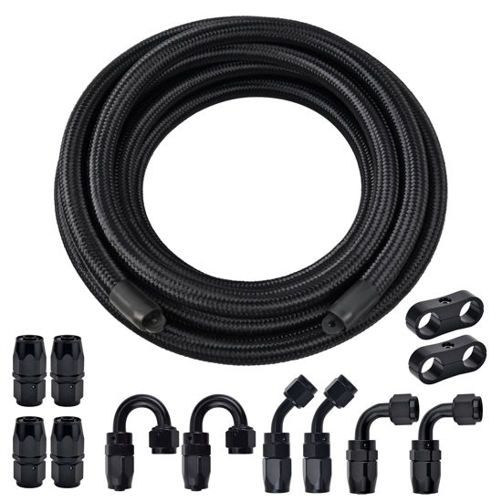 Picture of EVIL ENERGY 10AN Fuel Line Kit, 10AN Nylon Braided Fuel Line Hose Fitting Kit CPE 20FT Black