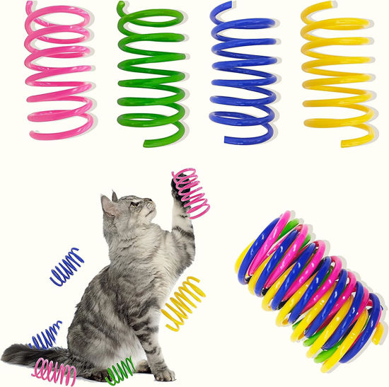 Picture of AGYM Cat Springs Toys 60 Packs for Indoor Cats,Colorful & Durable Plastic Spring Coils Attract Cats for Swatting Biting Hunting Interactive Cat Toys