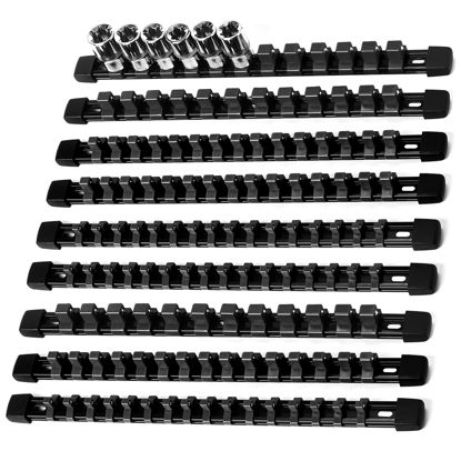 Picture of Reniteco Socket Organizer Drive ABS Tools - Black Socket Holder, Premium Quality 9 Pieces Socket Holders Kit 1/4-Inch x 48 Clips, 3/8-Inch x 45 Clips, 1/2-Inch x 36 Clips（9PC,Black)