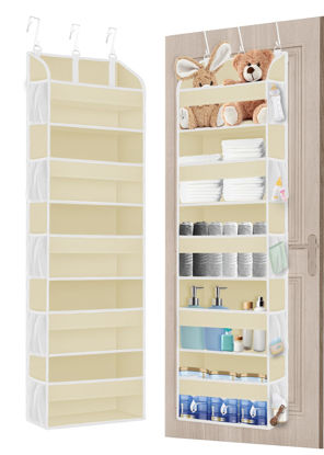 Picture of TAHAVICE 2 Pack Over The Door Storage Organizer with 5 Pockets 10 Mesh Pockets, 44 lbs Weight Capacity Door Hanging Organizers and Storage for Bedroom,Bathroom,Nursery,Kidroom,Babyroom