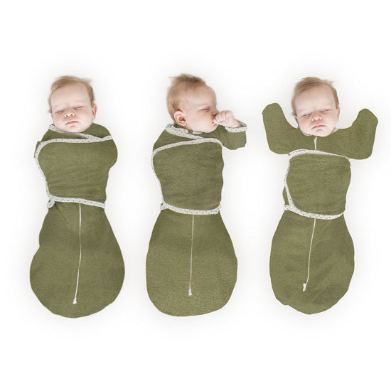 Picture of SwaddleDesigns Omni Swaddle Sack for Newborn, Transitional Swaddle Sack with Wrap & Arms Up Sleeves & Mitten Cuffs, Easy Transition Swaddle Sleep Sack, Heathered Green Turtle, Small, 0-3 Months