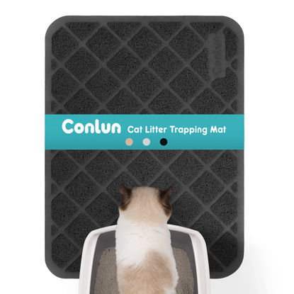 Picture of Conlun Cat Litter Mat Litter Trapping Mat, 24" x 17" Premium Durable PVC Grid Mesh with Scatter Control, Non-Slip, Less Waste Cat Litter Box Mat, Soft on Kitty’s Paws, Urine Waterproof