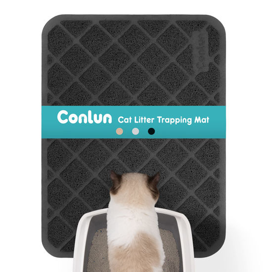 Picture of Conlun Cat Litter Mat Litter Trapping Mat, 24" x 17" Premium Durable PVC Grid Mesh with Scatter Control, Non-Slip, Less Waste Cat Litter Box Mat, Soft on Kitty’s Paws, Urine Waterproof