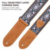 Picture of Nefelibata Guitar Strap,Double leather ends,Vintage Woven W/FREE BONUS-4 Picks+Strap Locks+Strap Button,Best Gift For Bass,Electric&Acoustic Guitars for Guitar(Vintage pink yellow embroidery)