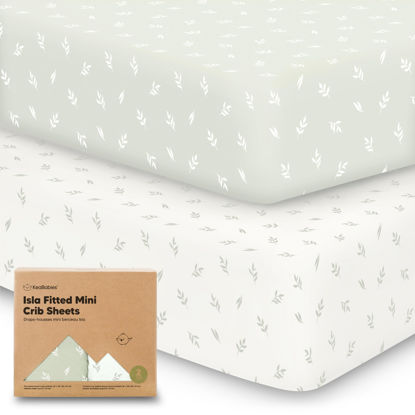 Picture of Pack and Play Sheets Fitted, 2-Pack Mini Crib Sheets - Pack N Play Sheets, Fitted Crib Sheet for Pack and Play Mattress, Playard Baby Crib Sheets, Crib Sheets Neutral for Boys, Girls (Herb)