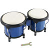 Picture of VANPHY Wood Bongos Drum Set for Beginners Natural Adult Bongo with Tuning Wrench Bongo Drums 4" and 5" Tunable Percussion bongo drum Natural Animal Hides Metal (Blue)