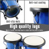 Picture of VANPHY Wood Bongos Drum Set for Beginners Natural Adult Bongo with Tuning Wrench Bongo Drums 4" and 5" Tunable Percussion bongo drum Natural Animal Hides Metal (Blue)