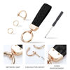 Picture of Genuine Leather Car Keychain, Handmade Knit Sheepskin Key chains for Women, Universal Key Fob Holder with 360 Degree Rotatable, Anti-Lost D-Ring, 2 Keyrings and 1 Screwdriver - Black