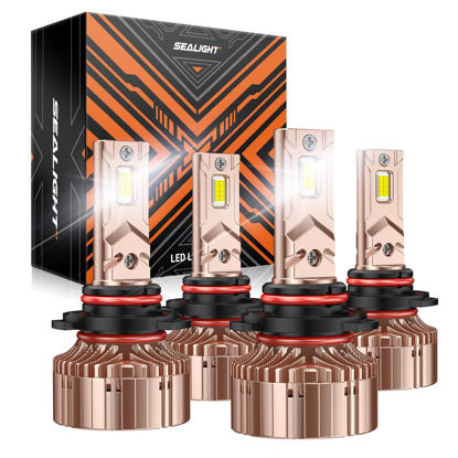 Picture of SEALIGHT 2024 Newest 9005/HB3 9006/HB4 LED Bulbs Combo, 56000LM 800% Super Brighter Dual Beam LED Bulbs with Upgraded Cooling Fan, 6000K Cool White, Plug and Play, Pack of 4, X6S Series