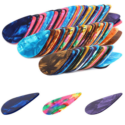 Picture of DECYOOL 100pcs Guitar Picks in Gradient Color,3 Different Thickness Celluloid Guitar Picks,Metal Guitar Picks for UKulele,Electric Guitar,Acoustic Guitar,Bass