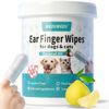 Picture of MEDUWEDU Ear Cleaner Finger Wipes 60 Counts, Dog Ear Cleaner,Soft & Easy Otic Cleaning Pads, Remove Wax, Dirt & Stop Smelly, Itchy, Non-Irritating, Grapefruit Scent