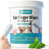 Picture of MEDUWEDU Ear Cleaner Finger Wipes 60 Counts, Dog Ear Cleaner, Grooming Kit Care for Dogs and Cats, Soft & Easy Otic Cleaning Pads, Remove Wax, Dirt & Stop Smelly, Itchy, Non-Irritating, Mint Scent
