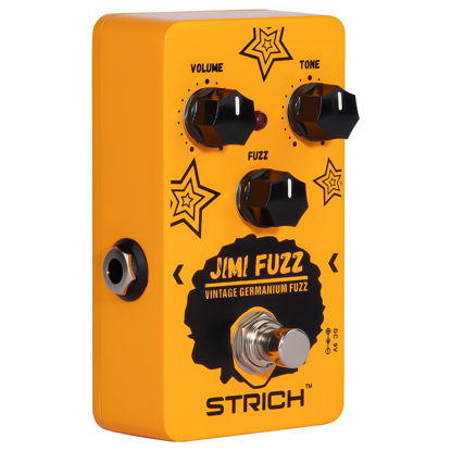 Picture of STRICH Jimi Fuzz Guitar Pedal, Compact Electric Guitar Mini Fuzz, Classic Sound, Adjustable Vol/Tone/Gain Controls, True Bypass for Electric Guitar, Orange