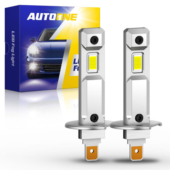 Picture of AUTOONE H1 Fog Bulbs, Ultra Bright 6500k Cool White Replacement for Halogen, 1:1 Mini Size Fog Light Bulbs, Pack of 2