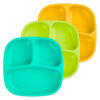 Picture of Re-Play Made in USA 7" Deep Walled Divided Plates for Kids, Set of 3 - Reusable 3 Compartment Plates, Dishwasher and Microwave Safe - 7.37" x 7.37" x 1.25", Aqua Asst