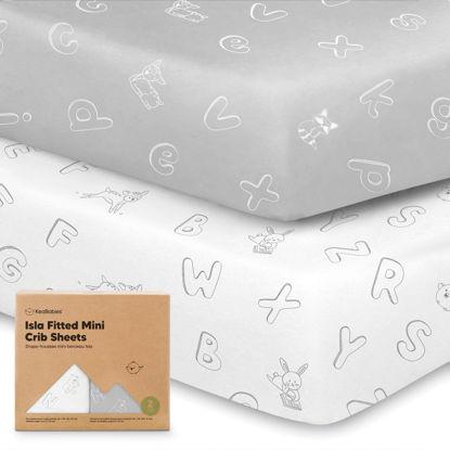 Picture of Pack and Play Sheets Fitted, 2-Pack Mini Crib Sheets - Pack N Play Sheets, Fitted Crib Sheet for Pack and Play Mattress, Playard Baby Crib Sheets, Crib Sheets Neutral for Boys, Girls (ABC Land)