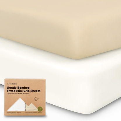 Picture of Pack and Play Sheets Fitted, 2-Pack Mini Crib Sheets - Pack N Play Sheets, Organic Fitted Crib Sheet for Pack and Play Mattress, Playard Baby Crib Sheets, Crib Sheets Neutral for Boys, Girls (Khaki)