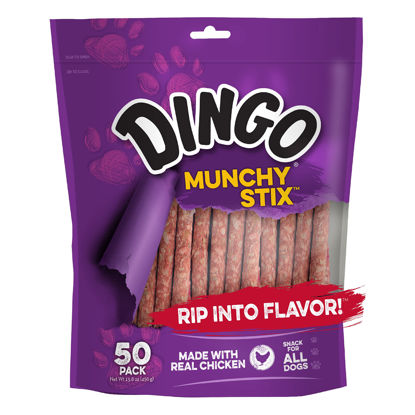 Picture of Dingo Rawhide Munchy Stix for Dogs, Rawhide Chews Made with Real Chicken, 50 Count