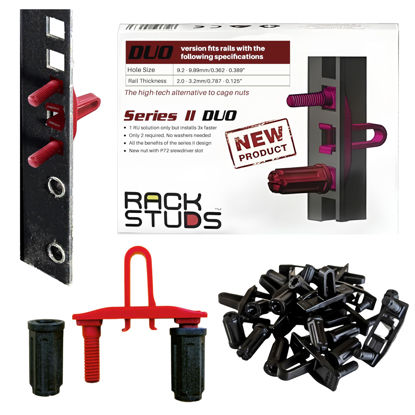 Picture of Rackstuds DUO50 1RU Series II Rack Mount Solution - Effortless Alternative to Traditional Rack Screws and Cage Nuts & Server Rack Screws Ideal for Server Hardware Setup - 50 Pack, Universal Version