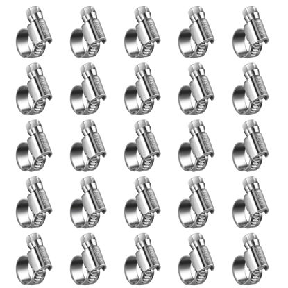 Picture of Steelsoft Heavy Duty Hose Clamp Mini Size#4, 5/16 to 1/2 inch Adjustable Worm Gear Drive Hose Clamps Stainless Steel 304 for Fuel Injection Line, Automotive, Radiator, Garden,25 Pack