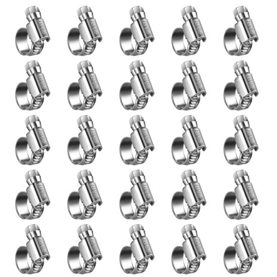 Picture of Steelsoft Heavy Duty Hose Clamp Mini Size#4, 5/16 to 1/2 inch Adjustable Worm Gear Drive Hose Clamps Stainless Steel 304 for Fuel Injection Line, Automotive, Radiator, Garden,25 Pack