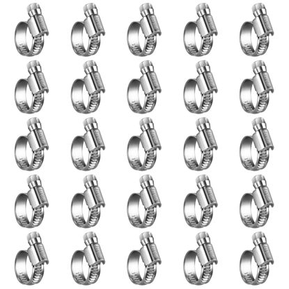 Picture of Steelsoft Heavy Duty Hose Clamp Size#6, 1/2 to 3/4 inch Adjustable Worm Gear Drive Hose Clamps Stainless Steel 304 for Fuel Injection Line, Automotive, Radiator, Garden,25 Pack