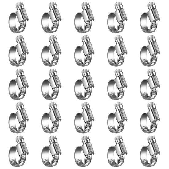 Picture of Steelsoft Heavy Duty Hose Clamp Size#6, 1/2 to 3/4 inch Adjustable Worm Gear Drive Hose Clamps Stainless Steel 304 for Fuel Injection Line, Automotive, Radiator, Garden,25 Pack