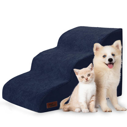 Picture of Dog Stairs and Steps for Beds Or Couches, 3-Step Pet Stairs & Steps for Small Dogs and Cats, Soft and Non-Slip Dog Ramp for Older Dogs,Pet with Joint Pain,Easy to Walk
