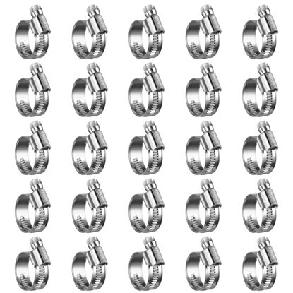 Picture of Steelsoft Heavy Duty Hose Clamp Size#10, 5/8 to 1-1/16 inch Adjustable Worm Gear Drive Hose Clamps Stainless Steel 304 for Fuel Injection Line, Automotive, Radiator, Garden,25 Pack