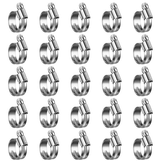 Picture of Steelsoft Heavy Duty Hose Clamp Size#10, 5/8 to 1-1/16 inch Adjustable Worm Gear Drive Hose Clamps Stainless Steel 304 for Fuel Injection Line, Automotive, Radiator, Garden,25 Pack
