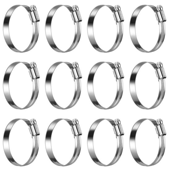 Picture of Steelsoft Heavy Duty Hose Clamp Size#36, 2 to 2-3/4 inch Adjustable Worm Gear Drive Hose Clamps Stainless Steel 304 for Fuel Injection Line, Automotive, Radiator, Garden,12 Pack