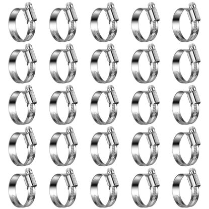 Picture of Steelsoft Heavy Duty Hose Clamp Size#16, 1 to 1-5/8 inch Adjustable Worm Gear Drive Hose Clamps Stainless Steel 304 for Fuel Injection Line, Automotive, Radiator, Garden,25 Pack