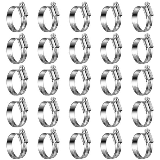 Picture of Steelsoft Heavy Duty Hose Clamp Size#16, 1 to 1-5/8 inch Adjustable Worm Gear Drive Hose Clamps Stainless Steel 304 for Fuel Injection Line, Automotive, Radiator, Garden,25 Pack