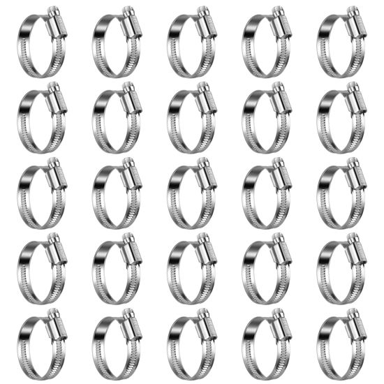 Picture of Steelsoft Heavy Duty Hose Clamp Size#20, 1-3/16 to 1-3/4 inch Adjustable Worm Gear Drive Hose Clamps Stainless Steel 304 for Fuel Injection Line, Automotive, Radiator, Garden,25 Pack