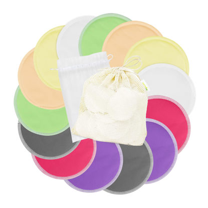 Picture of wegreeco Nursing Breast Pads (14 Pack)+Laundry Bag & Travel Storage Bag, 2 Sizes: 3.9/4.7inch - Washable & Reusable Breastfeeding Nursing Pads (Passion, Large, Daytime Use)