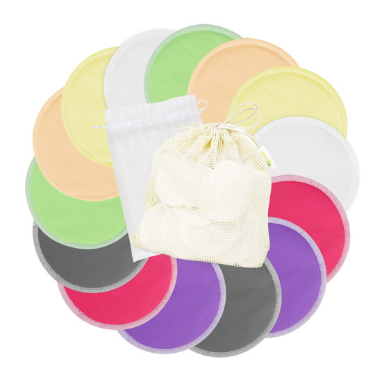 Picture of wegreeco Nursing Breast Pads (14 Pack)+Laundry Bag & Travel Storage Bag, 2 Sizes: 3.9/4.7inch - Washable & Reusable Breastfeeding Nursing Pads (Passion, Large, Daytime Use)