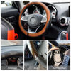 Picture of Leather Car Steering Wheel Cover, Car Wheel Cover Protector Soft Breathable Anti Slip, Steering Wheel Covers for Women Men, Universal Fit 15 Inch Car, Truck, SUV (Black/Orange)