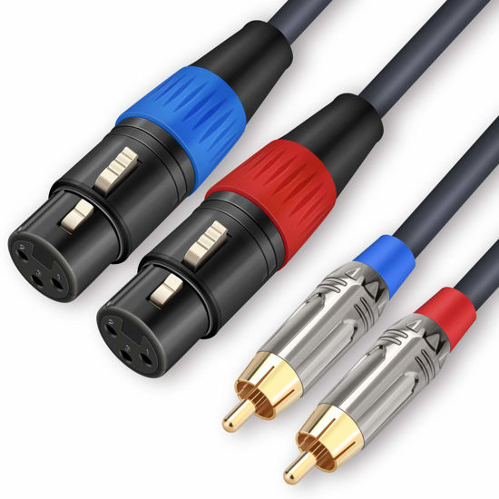 Picture of JOLGOO Dual XLR to RCA Cable, Dual XLR Female to Dual RCA Male Cable, 2 XLR Female to 2 RCA Male HiFi Audio Cable, 4N OFC Wire, for Amplifier Mixer Microphone, 6.6 Feet