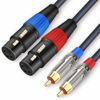 Picture of JOLGOO Dual XLR to RCA Cable, Dual XLR Female to Dual RCA Male Cable, 2 XLR Female to 2 RCA Male HiFi Audio Cable, 4N OFC Wire, for Amplifier Mixer Microphone, 25 Feet