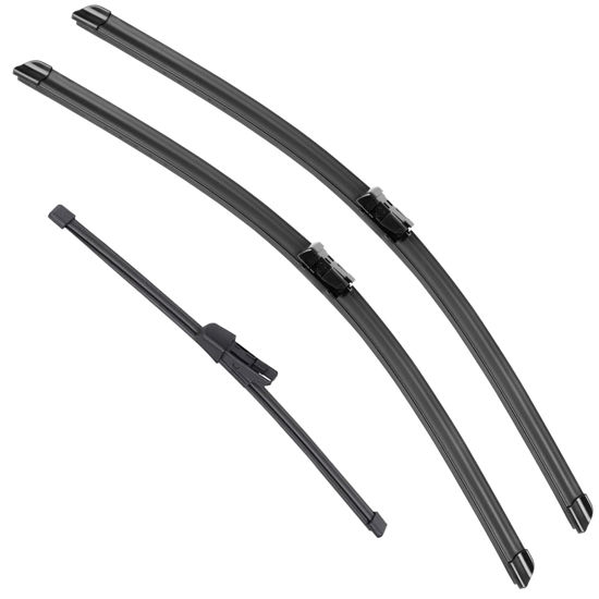 Picture of RAINTOK Windshield Wiper Blades Replacement for VW Volkswagen Golf 2015-2021 / VW Volkswagen e-Golf 2015-2020 / VW Volkswagen GTI 2015-2021 Front Rear Wipers Blade Set - 26" 18" 11" (Pack of 3)