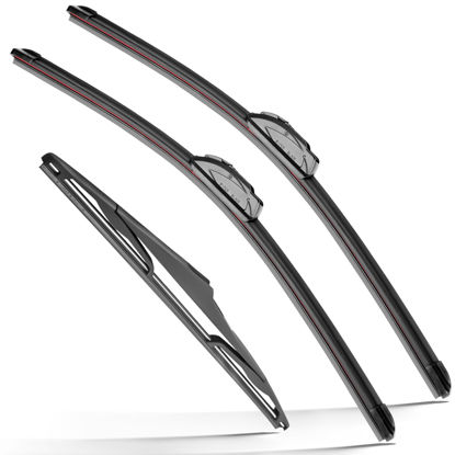 Picture of RAINTOK Windshield Wiper Blades Replacement for 2007-2017 Jeep Wrangler 2008-2018 Wrangler JK Original Factory Quality Front Rear Wipers Blade Set for My Car - 15" 15" 13" (Pack of 3)