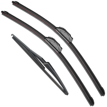 Picture of RAINTOK Windshield Wiper Blade Set Replacement for 2006-2011 Mini Cooper and Rear Windshield Wiper Blade-19"/18"/10" (Set of 3) U/J HOOK