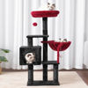 Picture of Heybly Cat Tree with Toy, Cat Tower condo for Indoor Cats, Cat House with Padded Plush Perch, Cozy Hammock and Sisal Scratching Posts, Black and Red HCT004SBR