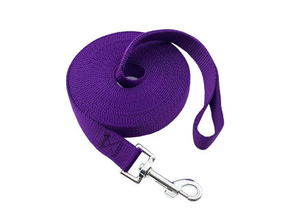 Picture of Nylon Training Dog Leash for Small Medium Large Dogs, 15ft 20ft 30ft 50ft Long Leash Dog/Puppy Lead for Obedience Recall Training, Camping (20ft, Purple)