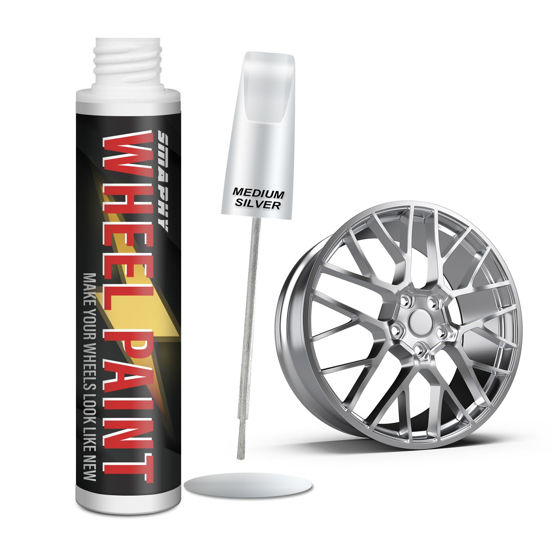 Picture of SMAPHY Silver Rim Touch Up Paint, Wheel Scratch Repair Touch Up Paint Pen, Silver Car Rim Paint for Wheel Repair, Universal Color Satin Silver for Rims (Medium Silver)