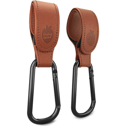 Picture of Baby Uma Stroller Hooks for Bags (2 Pack) - Leather-Style Stroller Clips and Hooks, Non-Slip Stroller Accessories, Carry 11 lbs Per Stroller Hook, Universal Baby Essentials & Stroller Accessories