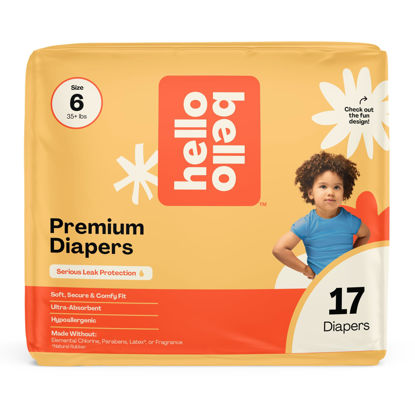 Picture of Hello Bello Diapers, Size 6 (35+ lbs) Flower Child - 17 Count of Premium Disposable Baby Diapers, Hypoallergenic with Soft, Cloth-Like Feel